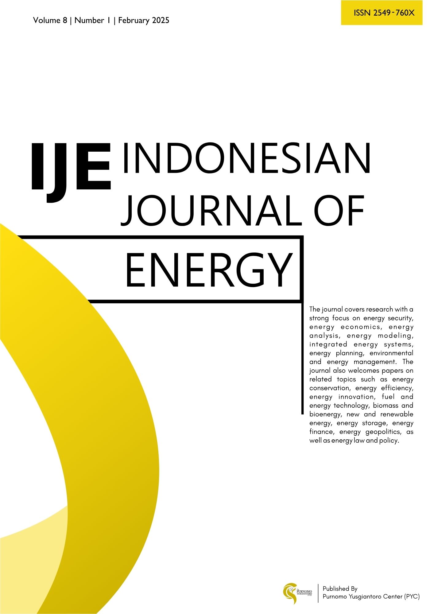 					View Vol. 8 No. 1 (2025): Indonesian Journal of Energy
				